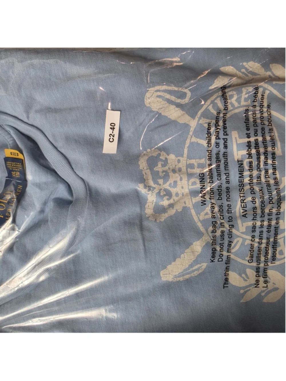 Polo Ralph Lauren Crest Graphic T Shirt Mens XXL Light Blue Short Sleeve